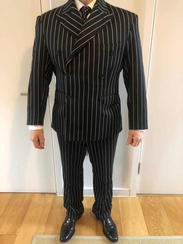 Men's Formal Business Suit - Navy Pinstripe - Image 2