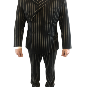 Three-Piece Pinstripe Suit with 22mm chalk stripe. Fabric purchased from Mood Fabrics New York