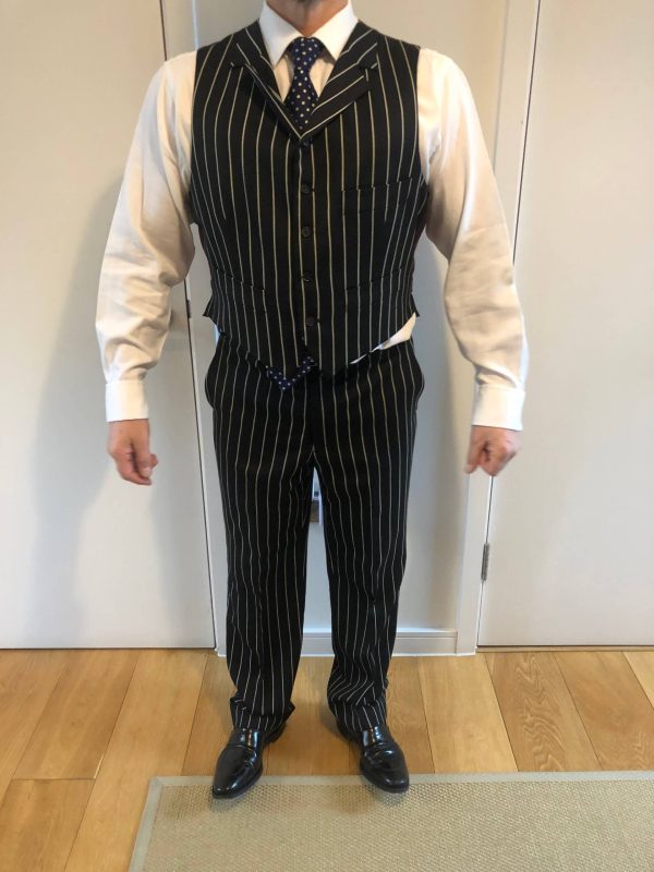 Men's Formal Business Suit - Navy Pinstripe - Image 5